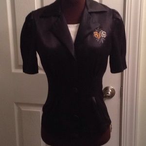 Coco Loco Black satin short sleeve blazer